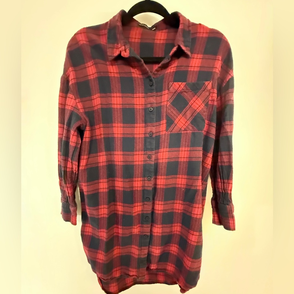 Red & Black Plaid Button-Up Shirt/Dress